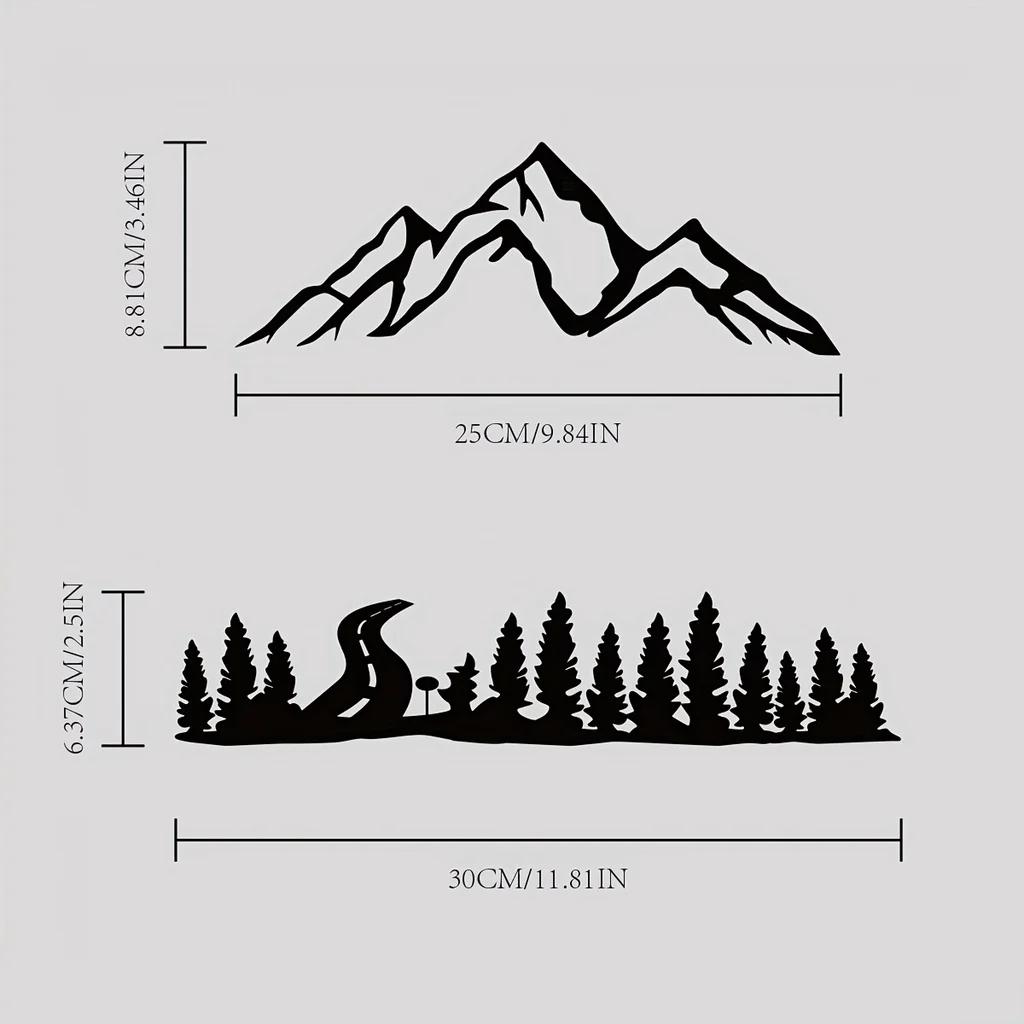 

Металлическое настенное искусство «Горы и леса» – дизайн «Холмы и деревья», декор стен, вдохновленный природой, элегантные металлические подвесные украшения для дома светло-серый