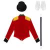 S-3XL Women's Complete Ringmaster Costume Set: Long Sleeve Fringe Shoulder Jacket with Hat, Gloves & Wand for Halloween Stage