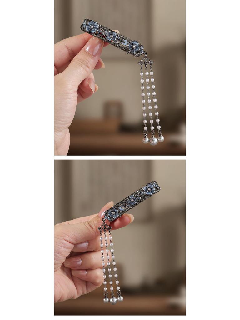 Peony Tassel Hair Clip: Chinese Retro Cheongsam Headdress and Ancient Costume Accessory.