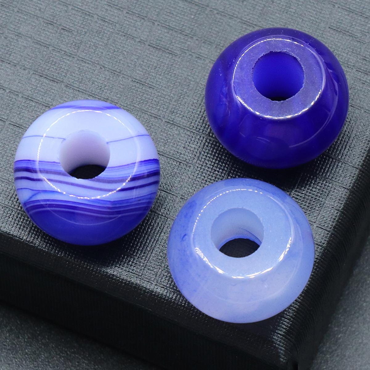 

Натуральный камень бусины с большими отверстиями круглый кристалл розовый кварц зеленый авантюрин свободные бусины для изготовления ювелирных изделий DIY ожерелье браслет аксессуары 12x18 мм 1Pc/12x18mm-Blue