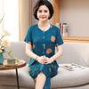 Women's Cotton Silk Short-Sleeve Pajama Set for Middle-Aged and Elderly