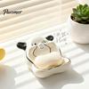 Quick Dry Soap Holder Bathroom Box, Puppy Shape Waterproof Dish, with Non-seep Container Raised Drainage Stripes Saver Tray, for Kitchen Washstand