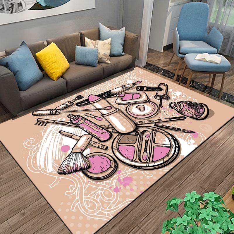 15 Sizes Hand painted makeup and cosmetics  Room Rug Street Fashion Carpet for Bedroom Living Room Floor Mat Home Decor Non-Slip