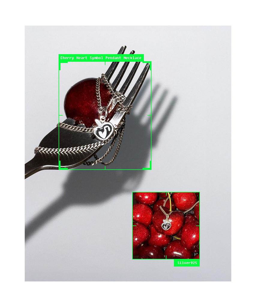 Cherry Driver Silver 925 Cherry Heart Symbol Pendant Necklace