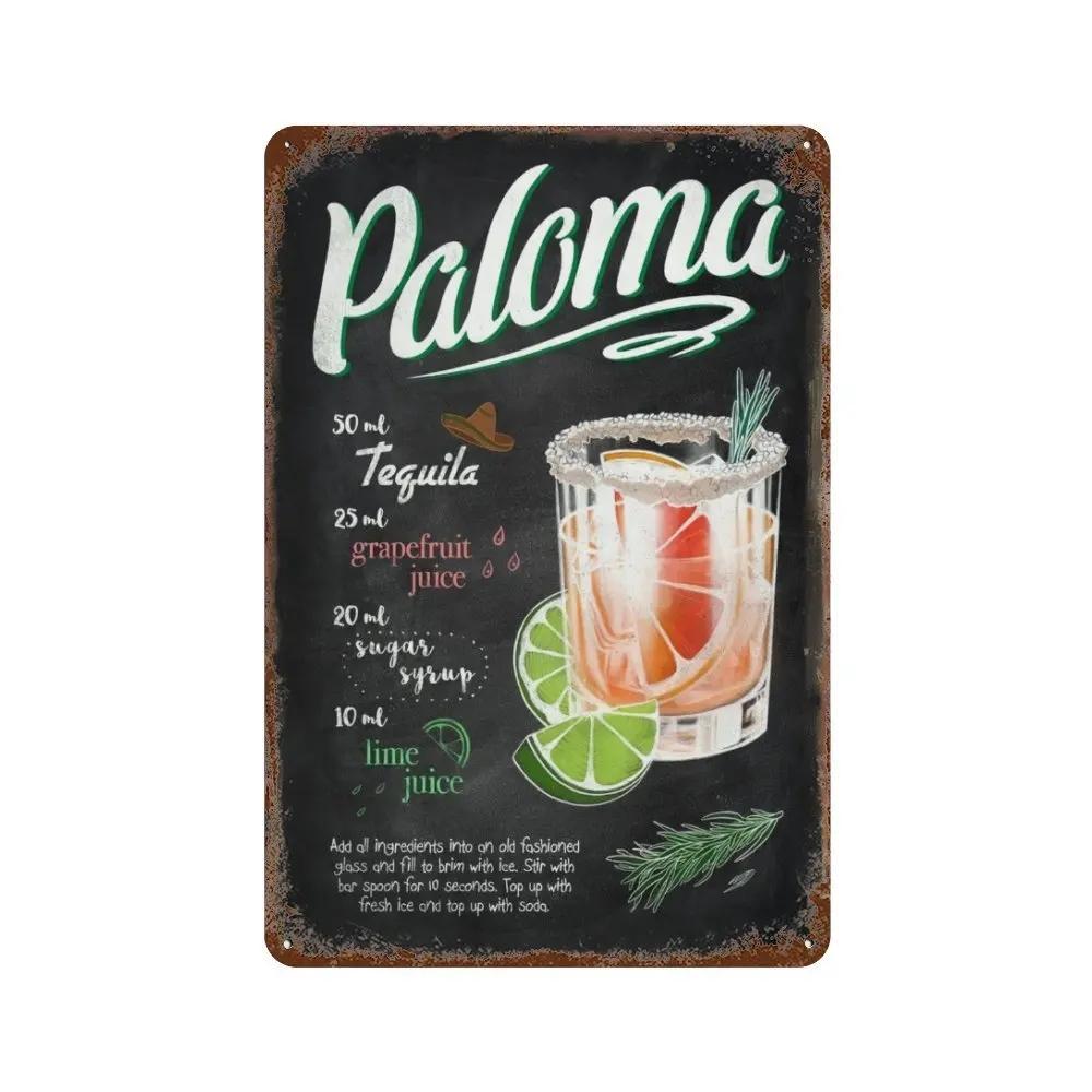 Vintage Fruit Juice Metal Tin Sign Mojito Aperol Spritz Posters and Sangria Drink Negroni Plaque for Club Bar Shop Home Decor