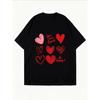 White T Shirt With Heart Pattern And Love Messages For Casual Wear