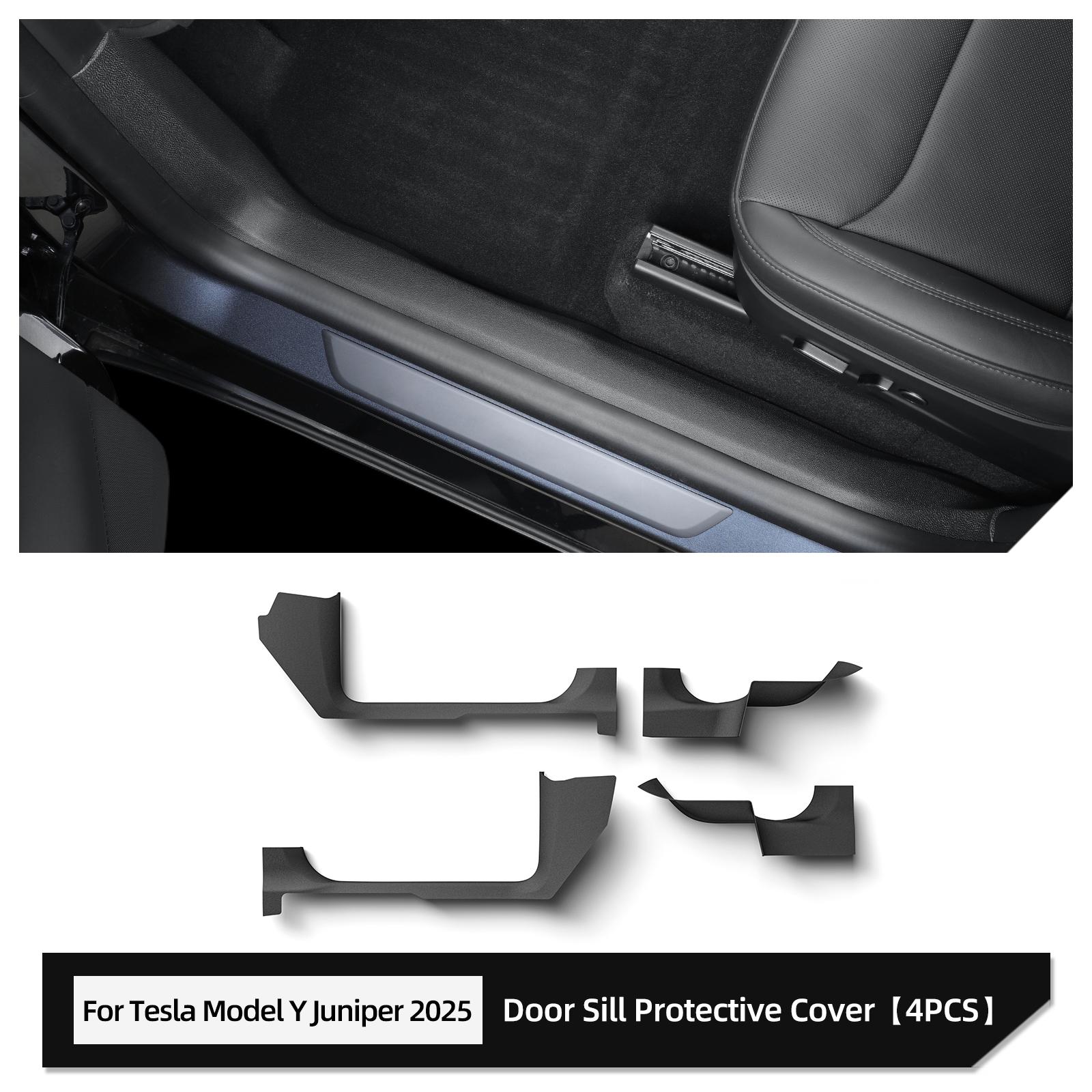 

for Tesla Model Y Launch 2025 2026 Juniper Door Sill Strip Guard Protection Second Row Anti-kick Pad TPE Anti Dirt Pad