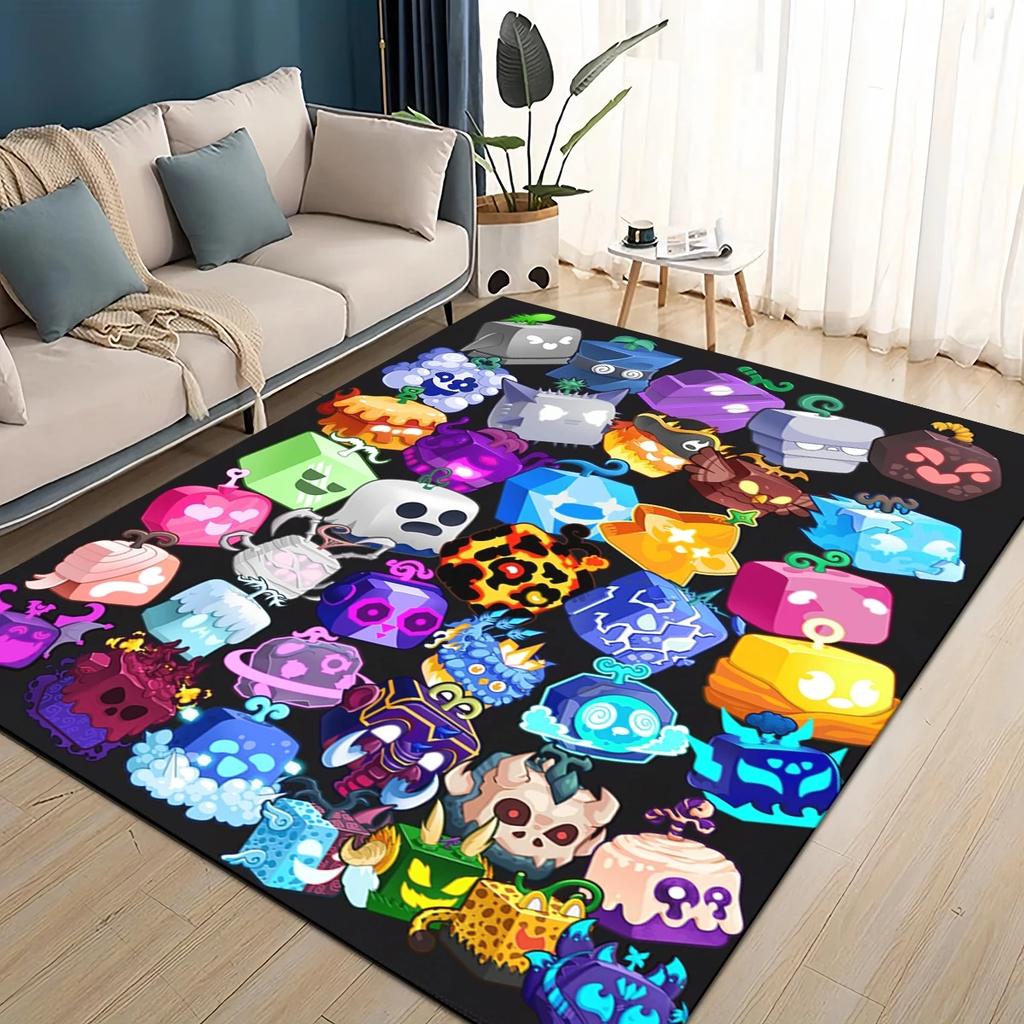 3D B-Blox Fruit 27 Style New Cartoon Carpet Rug for Living Room Bedroom Home Sofa Decoration,Kids Play Non-slip Floor Mat