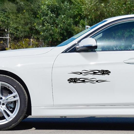 1Pair Stylish Tiger Flame Self-adhesive Car Sticker Truck Body Reflective Decal