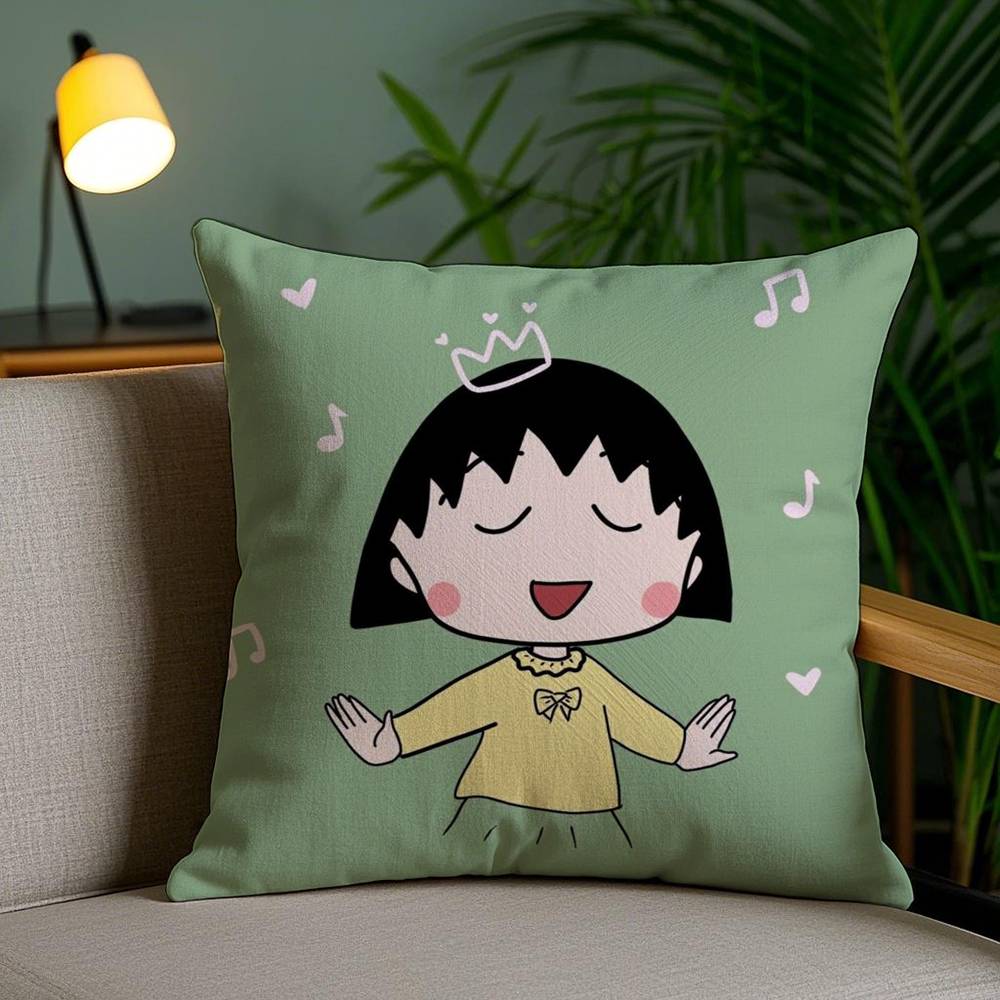 Cartoon Chibi M-Maruko-ChanS Pillow Case Sofa Short Plush Double-sided HD Printing Room Home Office Gift Cushion Cover