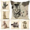 Talos Cute Cat Soft Linen Throw Pillow Case Cushion Cover Home Car Sofa Bed Decor