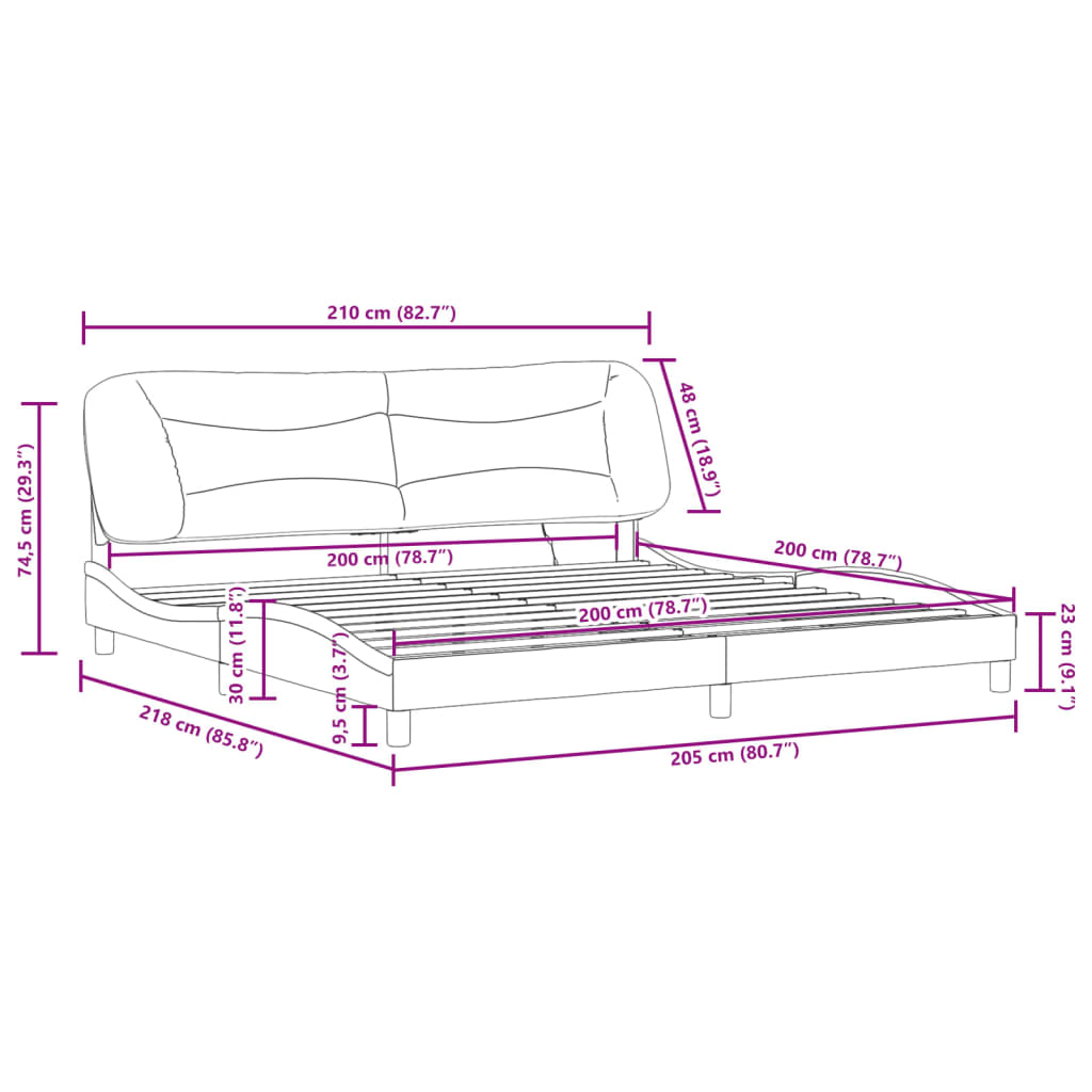 LED Bed Frame without Mattress  Hvar  Light Grey 200x200 cm Fabric