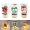 Soap Rose Flower Bouquet And LED Light String In Bottle With Hanging Rope For Valentine's Wedding Anniversary Birthday Gift Home Decor
