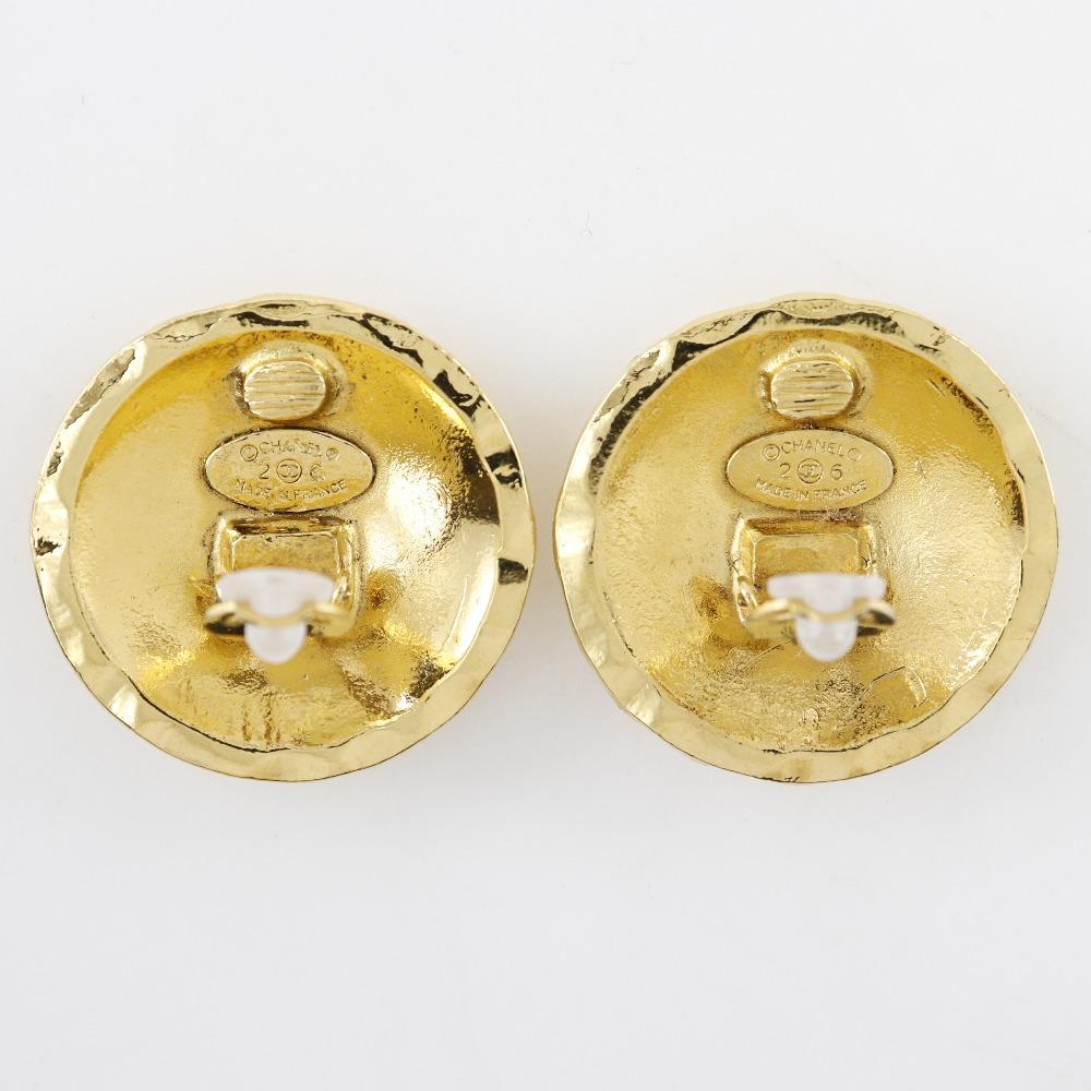 Chanel COCO Mark Matelasse Earring Vintage Plated Gold 39.8g Women Used