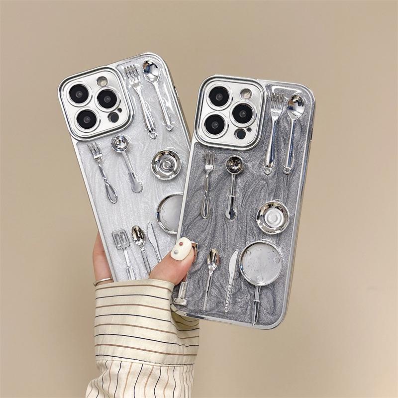 Creative Silicone Protective Cover for Apple 15Promax and 13 Cases, Anti-Fall and Unique Design