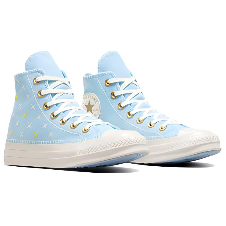Converse Chuck 70 Comfortable Fashion High-Top Canvas Shoes Unisex Sneakers Blue White Gold A09838C