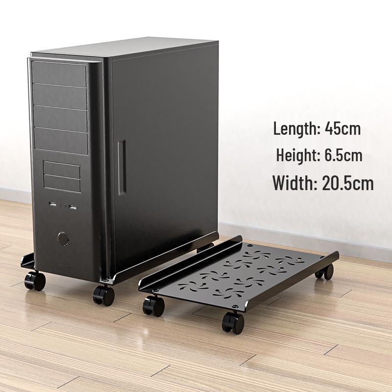 Movable Computer Host Desktop Case with Wheels and Retractable Thickened Base