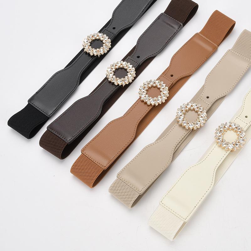 Rhinestone Belt Loose Tight Belt Women'S Elastic Elastic Wide Narrow Waist Seal Women'S Dress Thin Belt Skirt