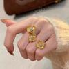 Classic Charms Chinese Style Inlaid Diamond Brushed Small Flowers  Ring Retro Light Luxury Rings for Women Wedding Jewelry