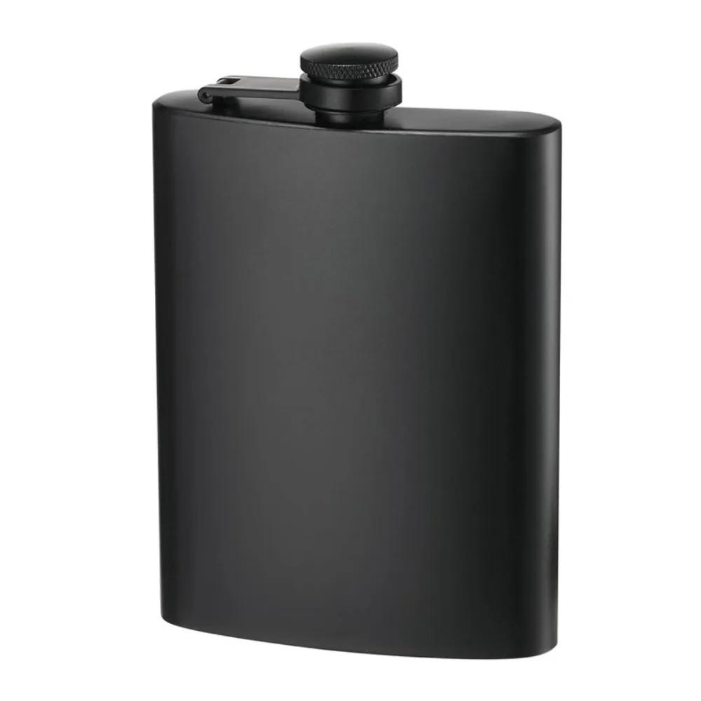 Portable 6/8/12 Oz Black Pocket Flagon Flat Durable Hip Flask Stainless Steel Mini Liquor Flask Outdoor