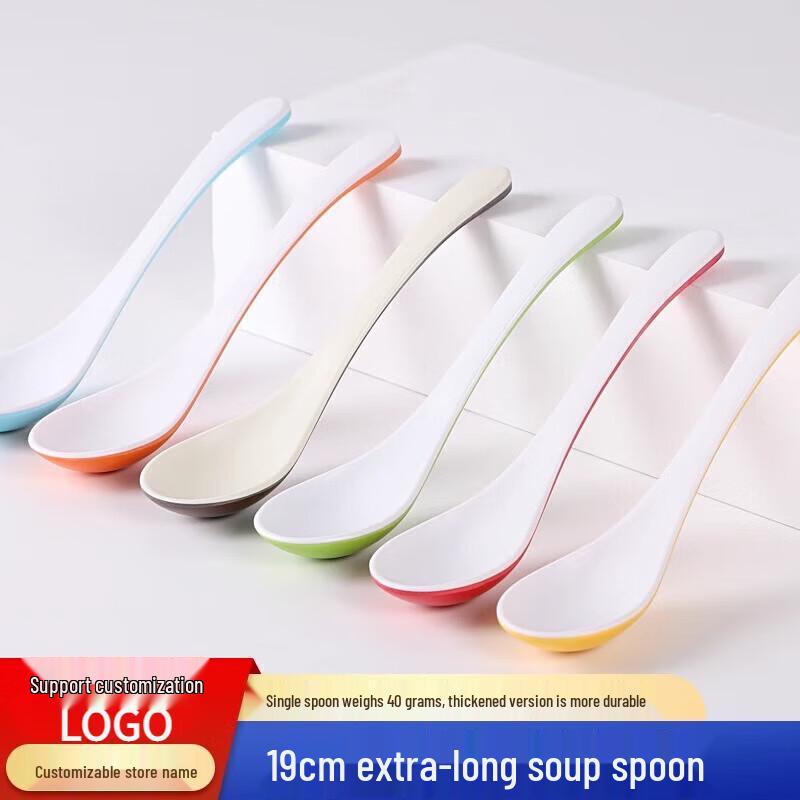 Melamine Two-Tone Long-Handled Soup Spoons