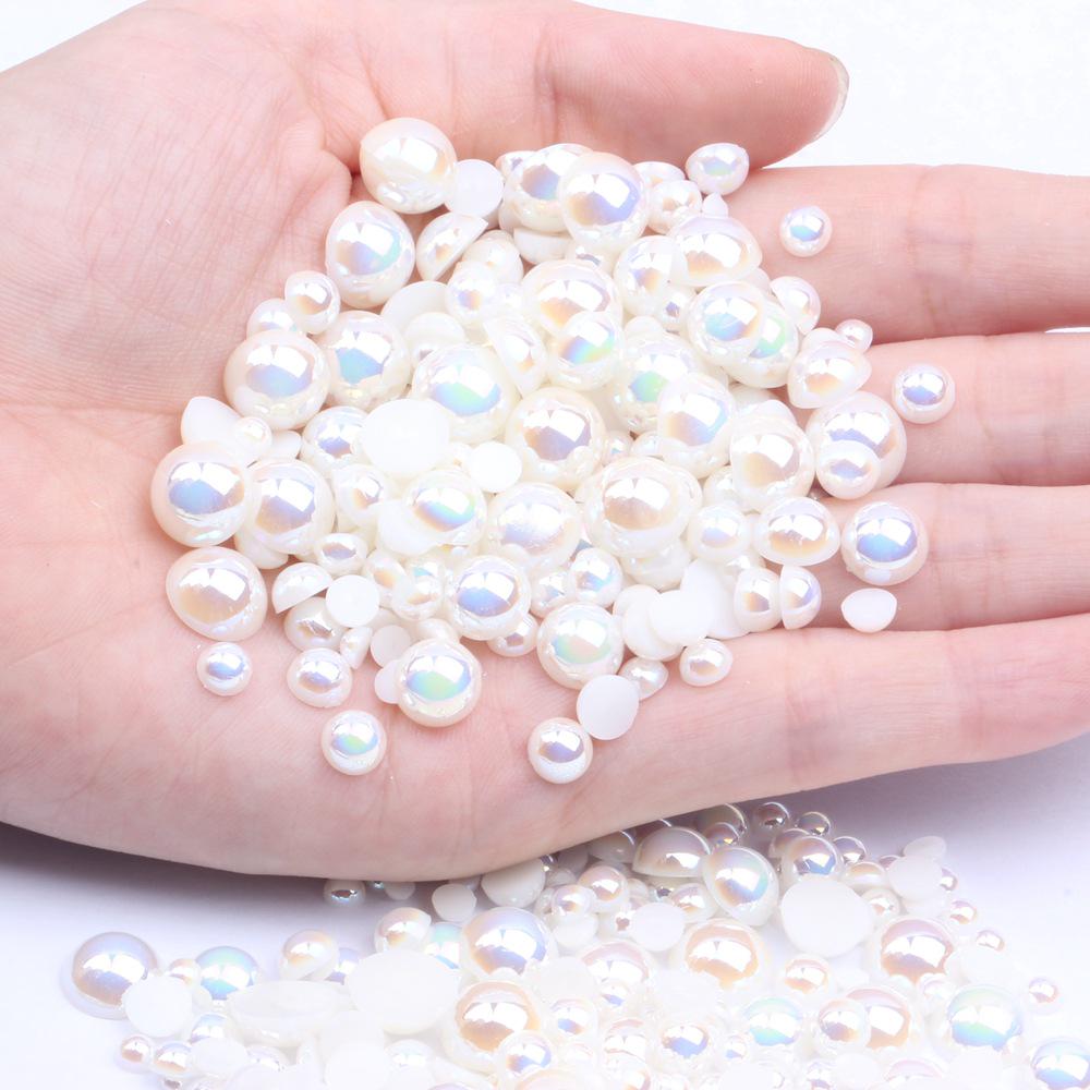 Colorful Flat-Bottomed Semi-Round ABS Imitation Pearls, 2-10mm, Mixed Sizes, 1000 Pieces for DIY Jewelry