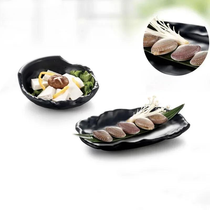 Western Steak Salad Dessert Plate Personality Creative Resistance To Fall Snack Food Grade Plastic Black Frosted Tableware