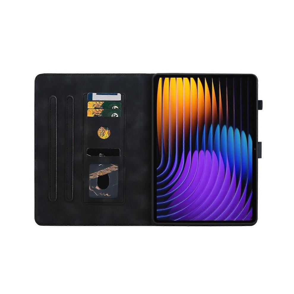 (For Xiaomi Pad 7 / Pad 7 Pro, Black) Lily Embossed Leather Tablet Case
