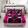 1pc Fitted Sheet Pink Purple Skull Heart 3D Print 100% Polyester Cover Breathable Bedding Set Home Decor without Pillowcases
