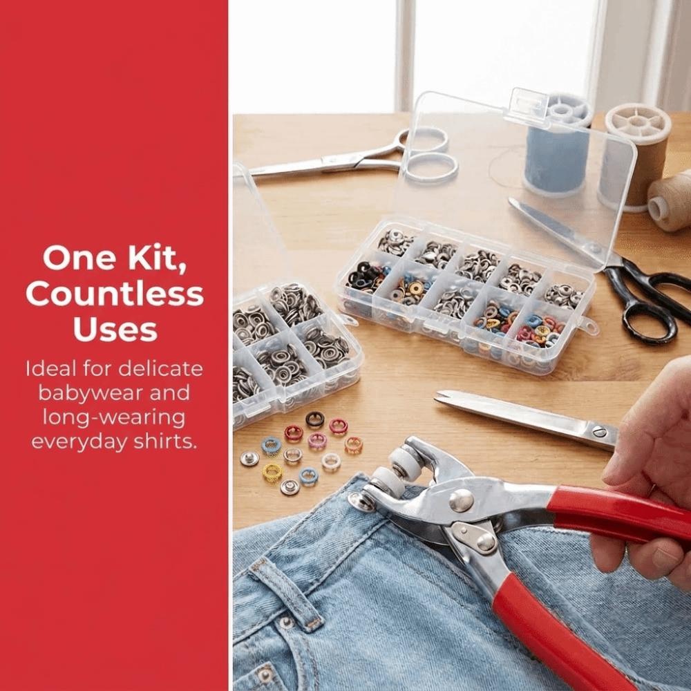 50/100Sets DIY Craft Snap Button Installation 9.5mm Snaps Buttons Snap Fastener Kit Clothes