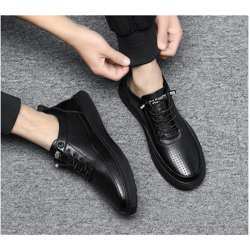 Fashion Luxury Cowhide Hollow Men's Board Shoes Designer Casual Light  Platform Sneakers Male Fashion Soft Sole Autumn Men Shoes