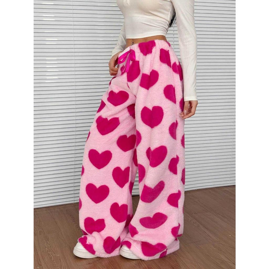 Freizeithose, Leopardenmuster, Lange Hose, Weitbeinige Hose, Warme Hose, Lockere Passform, Elastischer Bund, Bequem, Leicht elastisch