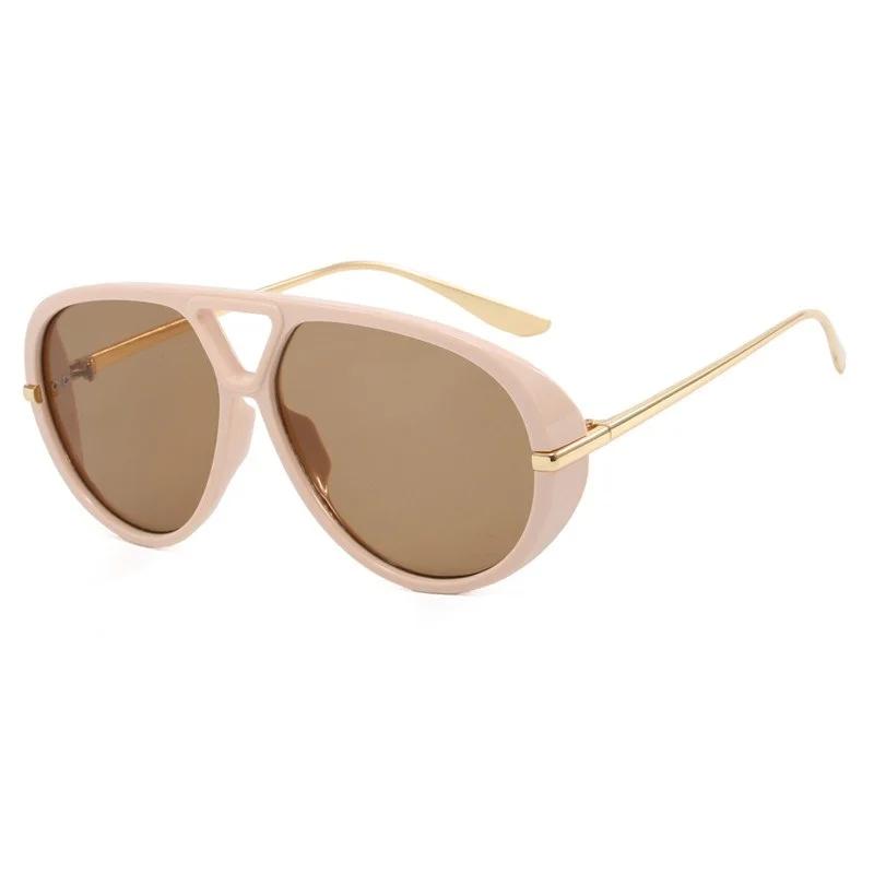 Vintage Retro Metal Double Bridges Round Sunglasses Women Punk Gradient UV400 Fashion Eyewear Trending Shades