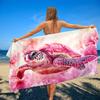 Watercolor Pink Sea Turtle Floral Beach Towel Soft Ocean Animal Print Sand Resistant Towel Beach Vacation Holiday Decor