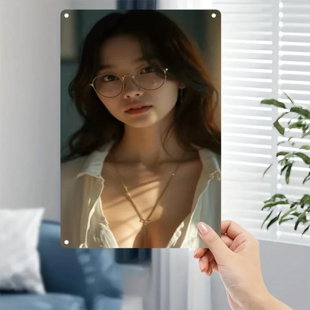 Markenname Metall-Wandkunst-Dekor, Elegantes Asiatisches Frauen Gesicht Minimalistische Wandkunst für Zuhause Café Bar Modernes Hausdekor Geschenk