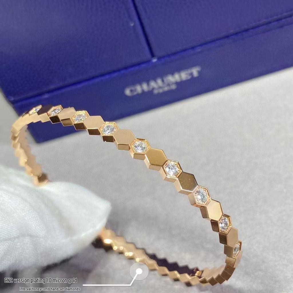 18K Rose Gold Honeycomb Bangle - Women's Luxury Niche Design by Shang&Mei