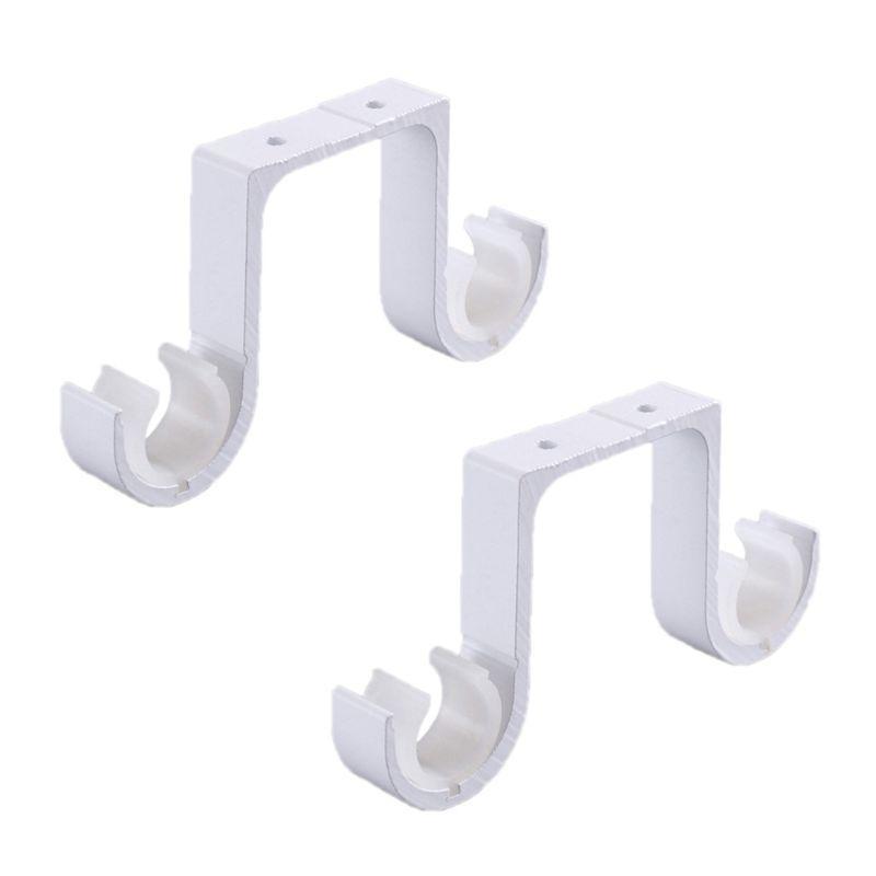  2Pcs Hang Curtain Rod Holders Heavy Duty Double Curtain Rod Bracket for 1.02-1.1''Rod Metal Double Rod Bracket for Wall