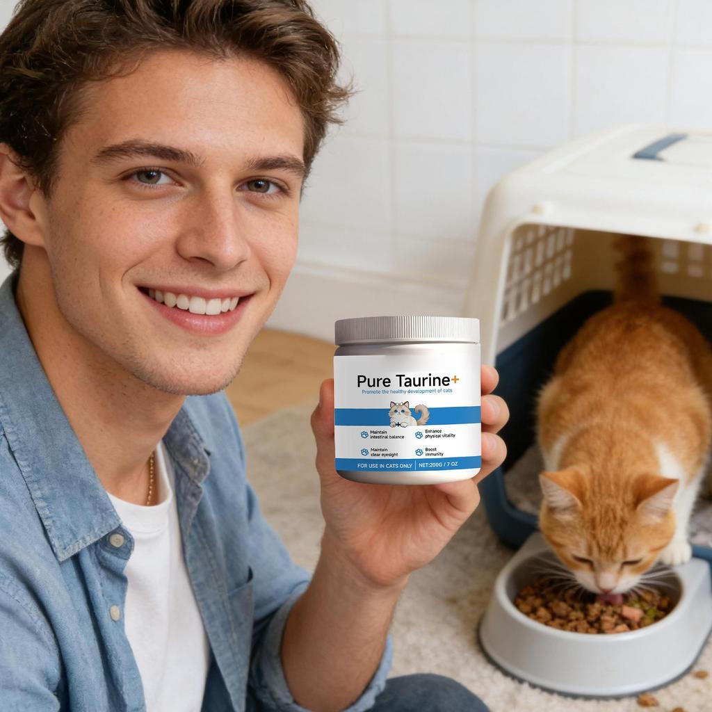 Katzen Taurin Pulver Unterstützung für die Herzgesundheit von Haustieren Fördert und erhält die Sehkraft Glänzendes Fell Tägliche Pflege für Haustiere Nährstoffpulver