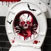 Spooky Halloween Decorations Set Self-Adhesive Skull Bat Wall Stickers for Bathroom Waterproof and Removable Toilet Seat Lid