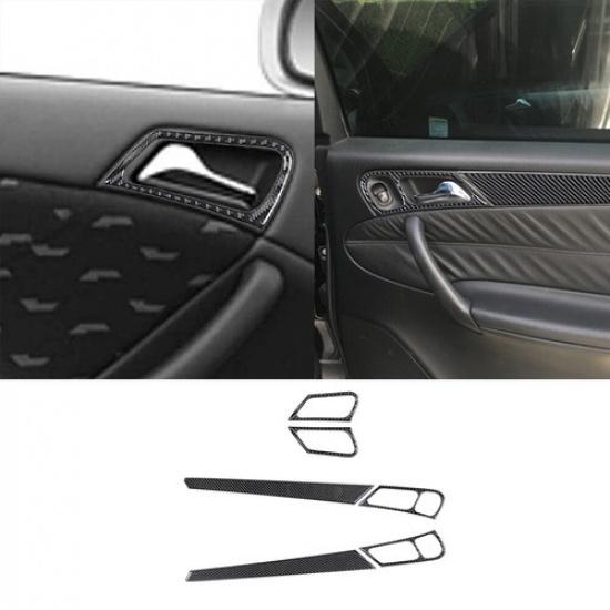 6Pcs Carbon Fiber Interior Door Handle Cover Trim For Mercedes-Benz C-Class W203