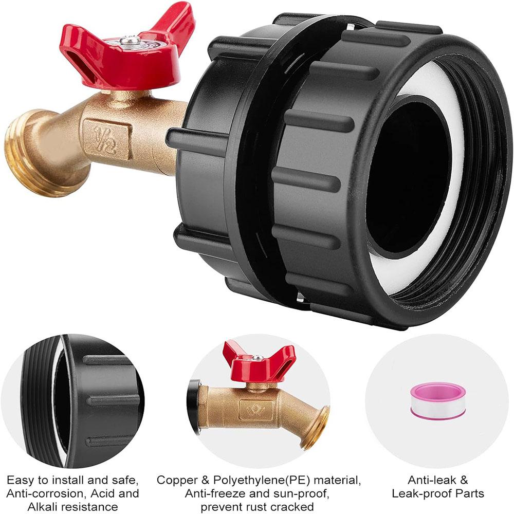 2.44" Fine Thread Adapter for 275-330 Gallon IBC Tote Tank + 2.36" Coarse Thread