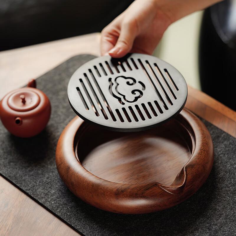 Wutu Minimalist Solid Walnut Wood Tea Tray