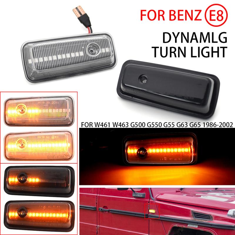 For Mercedes-Benz G-Class W463 W461 G500 G550 G55 G63 G65 1986-2001 2002 Dynamic Ambe LED Side Marker Turn Signal Light 2 Pieces
