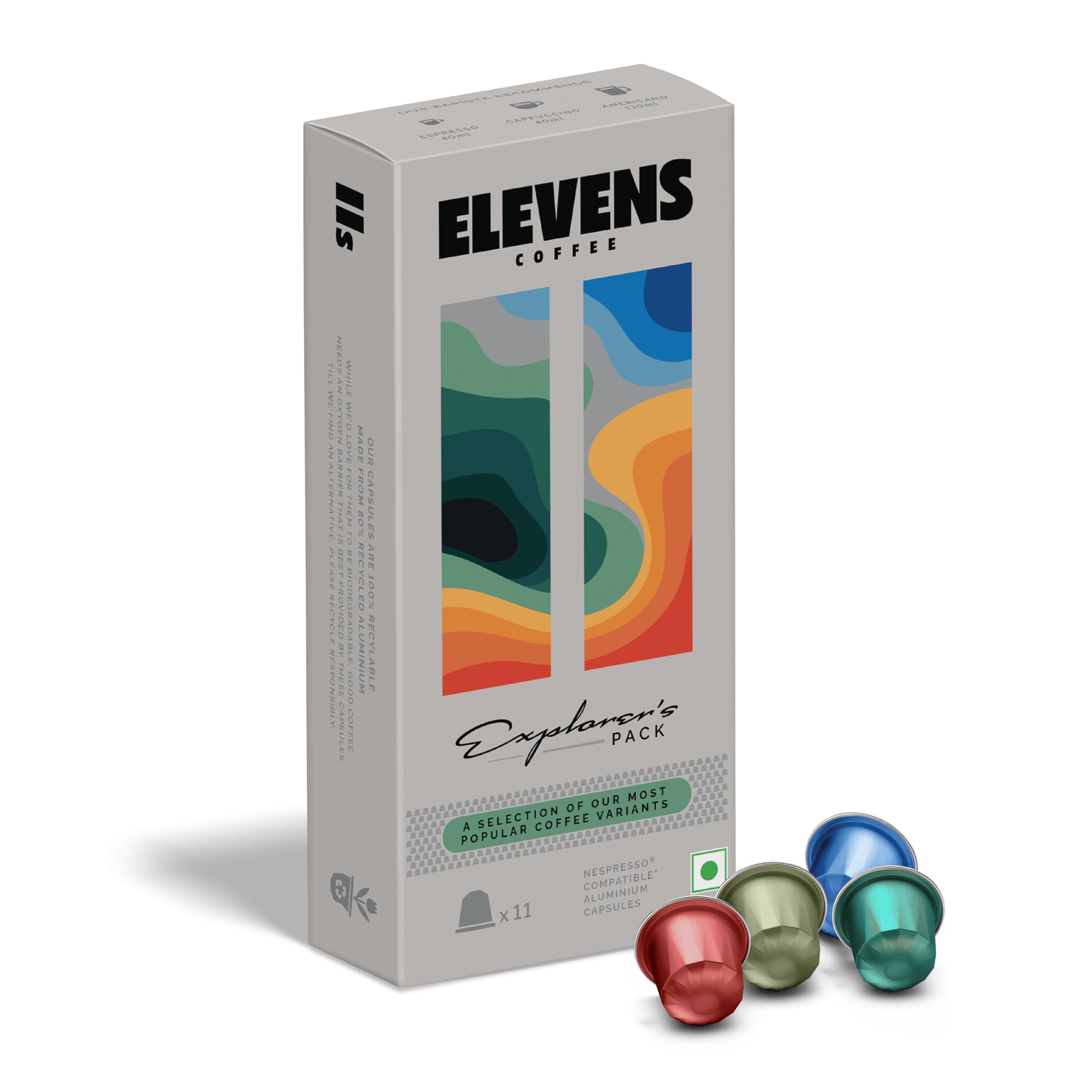 ELEVENS COFFEE | Explorer’s Pack | Specialty & Single Origin Coffee Capsules | 100% Arabica & Robusta | Medium, Dark & Medium Dark Roast | Intensit