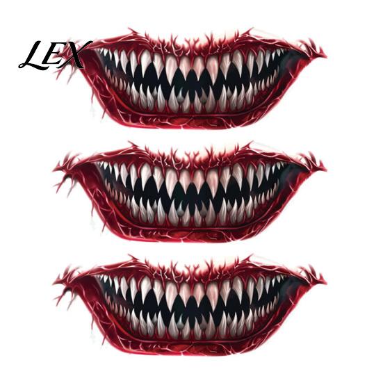 Easy Apply Horror Mouth Art 3Pcs Realistic Scary Tattoos for Halloween Zombie Vampire Clown Party, Waterproof Novice Friendly Face Stickers