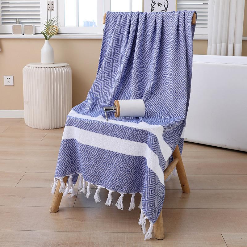 Turkish Tassel Swim Towel - Ultra-Absorbent Quick-Dry Beach Wrap with Sand-Resistant Fabric for Pool & Ocean
