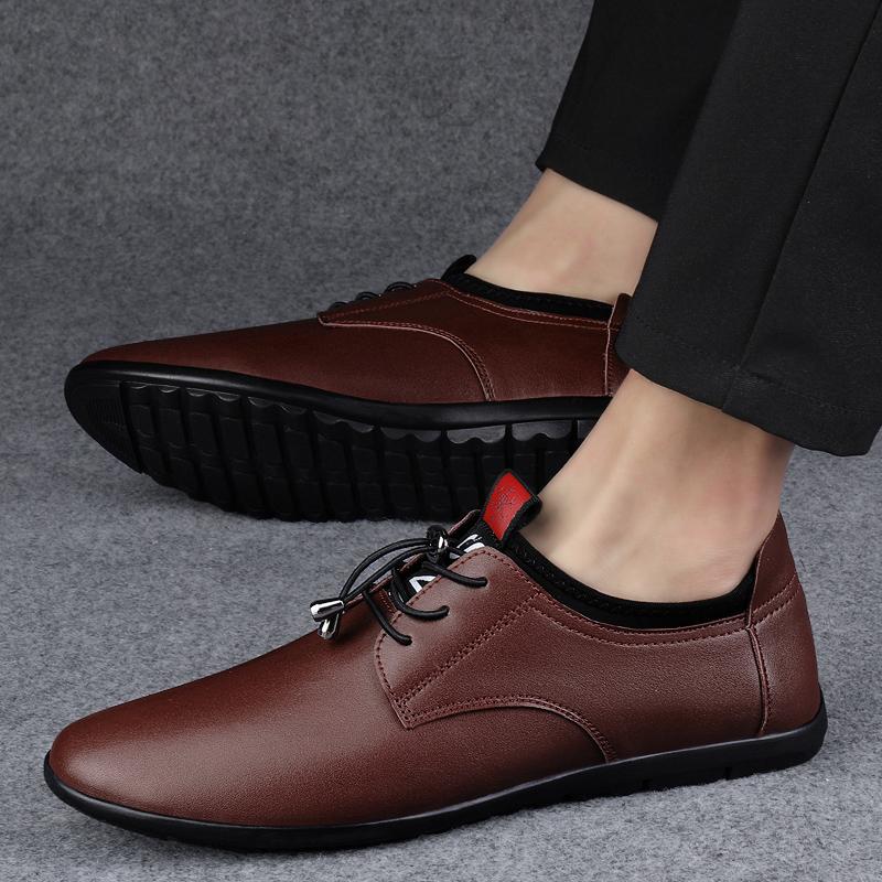 Stylish Casual Leather Shoes Men Luxury Brand for Men Driving Shoes Male Comfortable Sneakers Classic Lace-Up Mens Slip on Shoes
