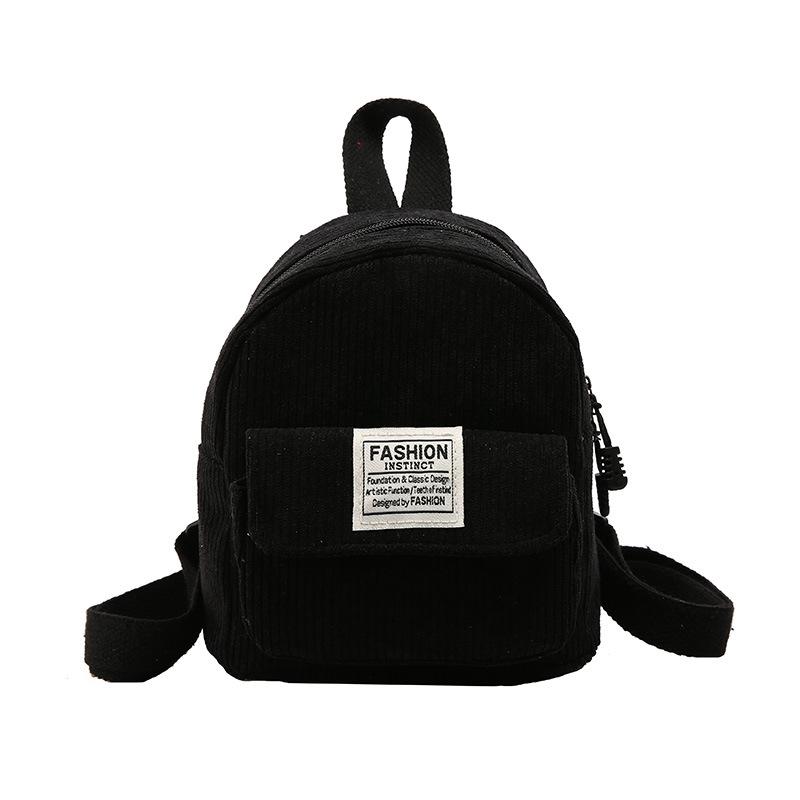 Schoolbag Korean Mini Backpack Cute Commuter Small Cosmetic Bag Strip Flannel Student Casual Solid Color Simple Backpack Schoolbag