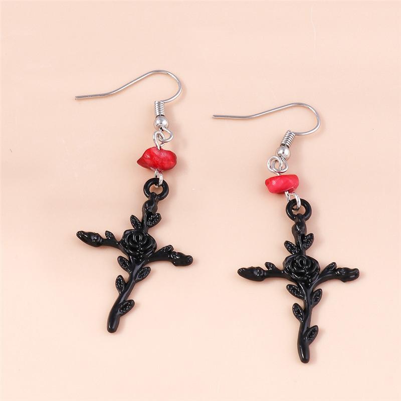 Vintage Witch Vampire Heart Earrings Gothic Cross Talisman Dangle Earrings Steampunk Royal Party Statement Jewelry Gifts