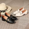 Square Toe Shallow Mouth Single Shoes Women  New Summer All-match Soft Leather Thick Heel High Heels Women